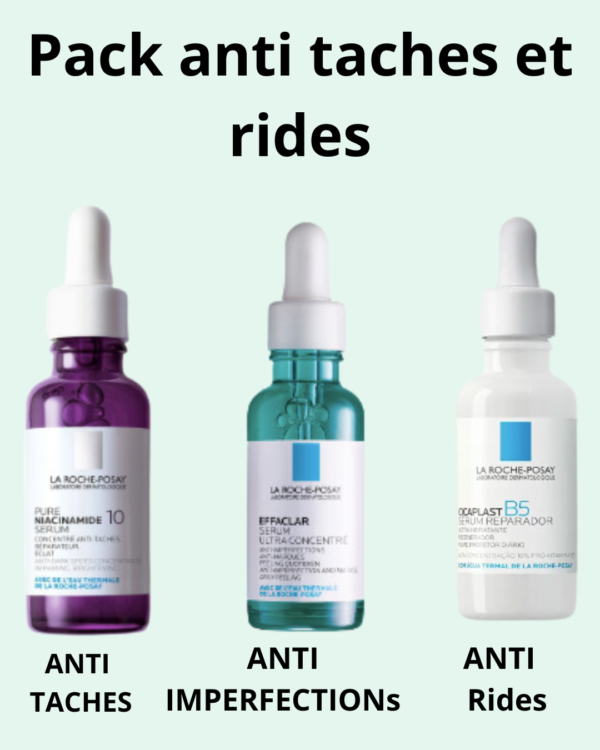 Pack anti taches et rides : 3 serums : Niacinamide , Effaclar et cicaplaste b5